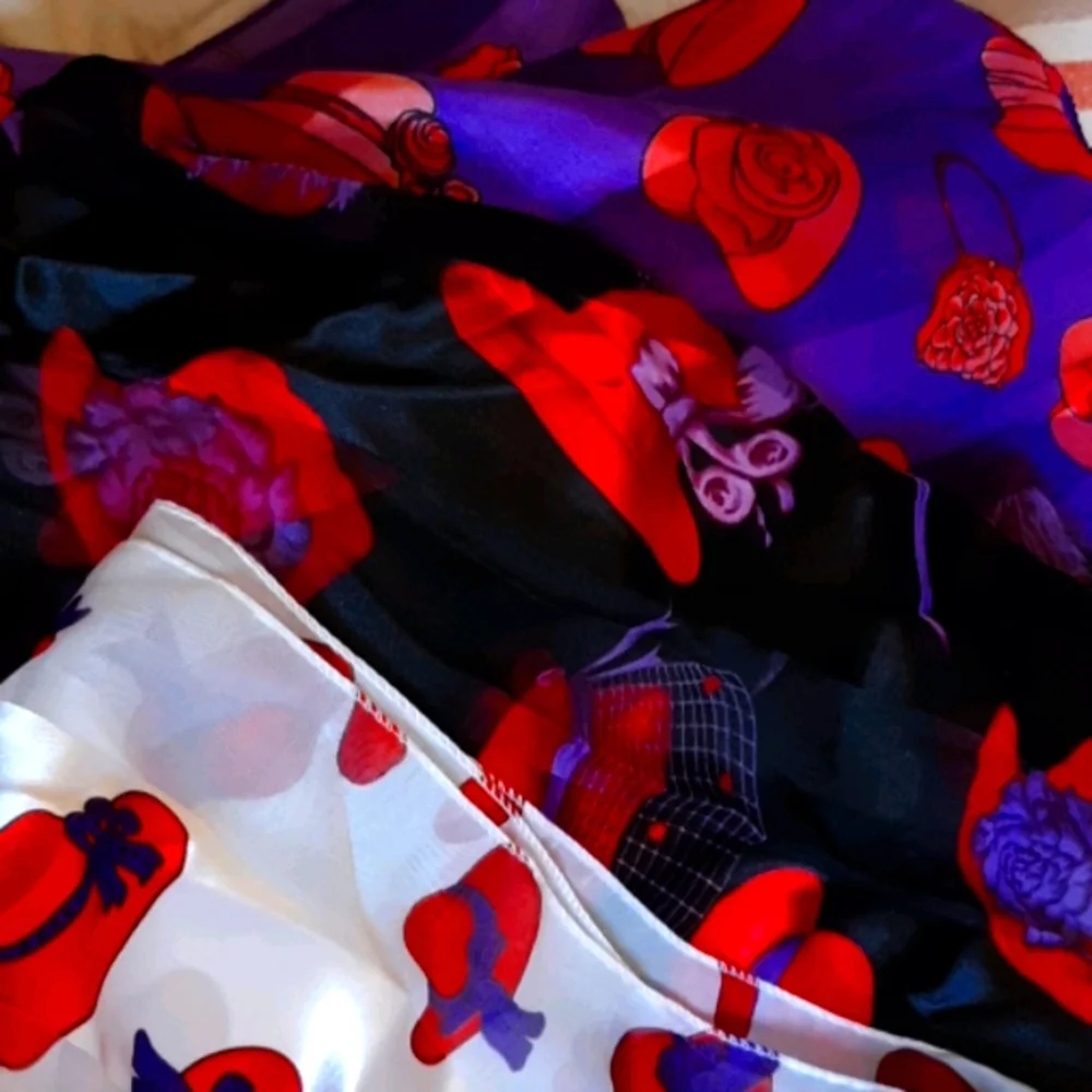 Bundle Of 3 Red Hat society Sheer Scarves Head Covers Fancy Ladies